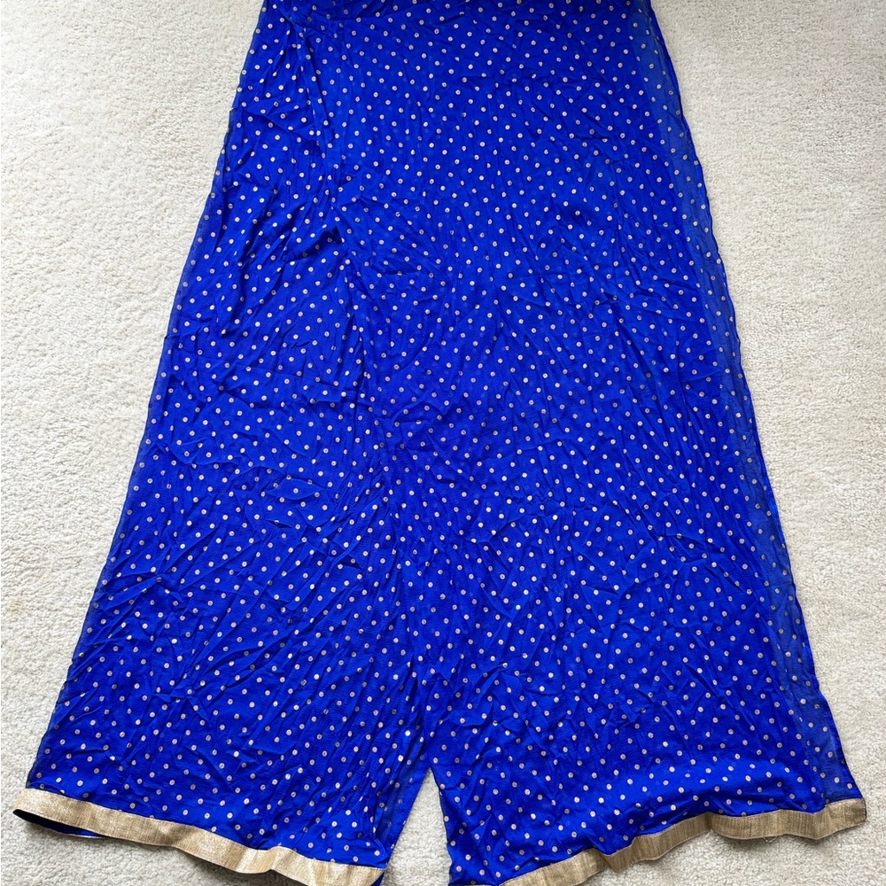 Blue & Gold Polka Dot Scarf